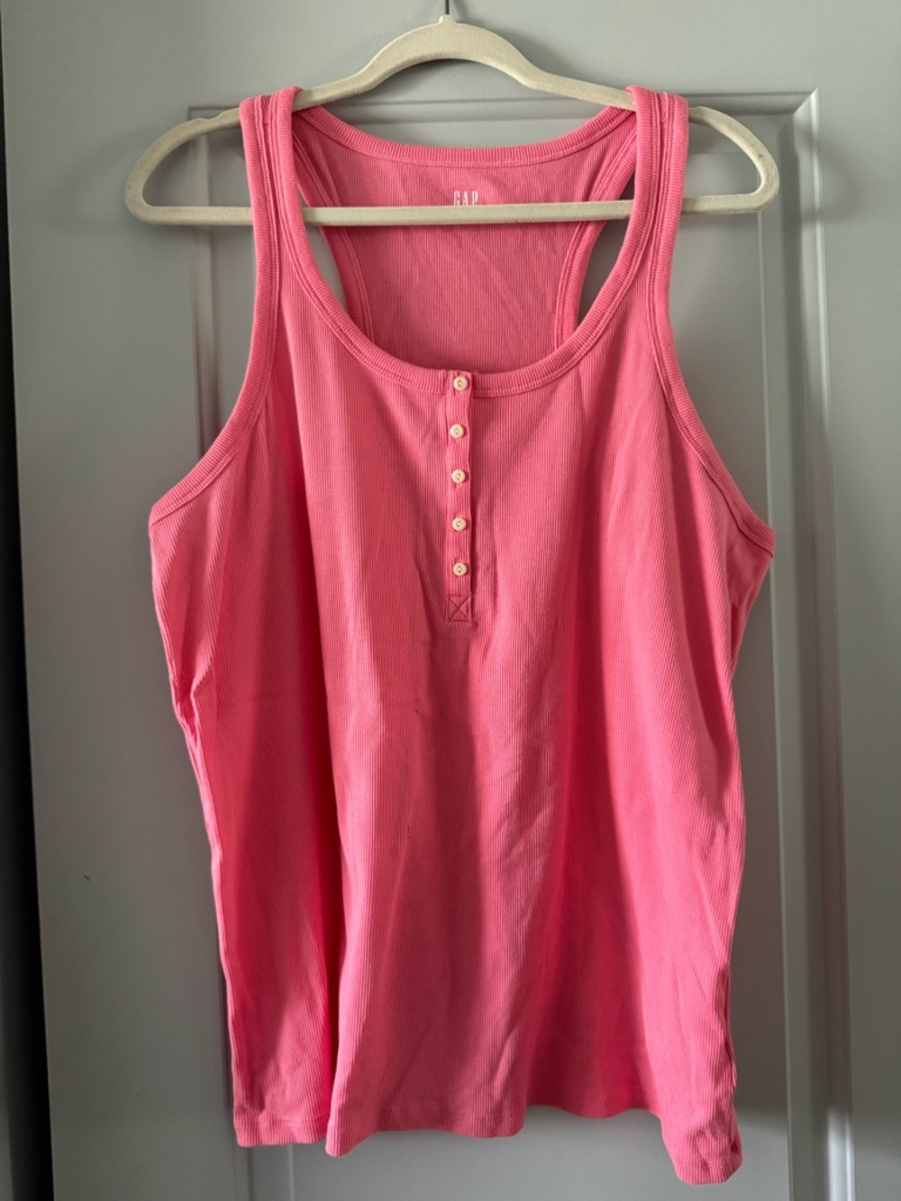 GAP Pink Ribbed Henley Tank - Women
